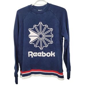 Reebok Navy Blue Classic Logo Crewneck Sweatshirt Top Size: Large